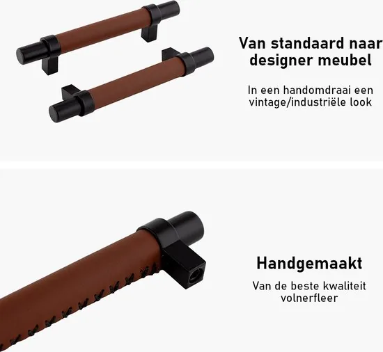 Brute Strength - Leren handgrepen - 96 mm hartafstand - 8 stuks thumbnail 4