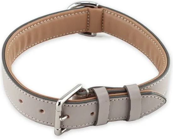 Brute Strength - Luxe leren halsband hond - Licht grijs - XL - (56 - 63) x 3,5 cm thumbnail 3