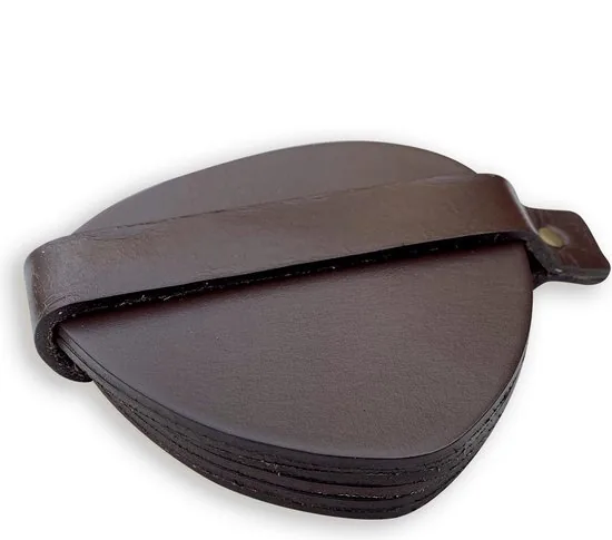 Brute Strength - Onderzetters voor glazen - Leer - Bruin - Semi-Rond - 6 stuks - Bruine leren onderzetters thumbnail 4