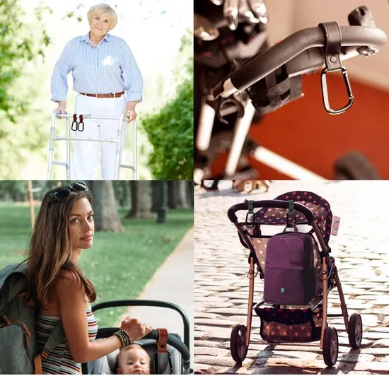 Brute Strength - Multifunctionele klittenband haak - Grijs - 2 stuks - Tassenhaak - Stroller straps - Buggy haak thumbnail 6