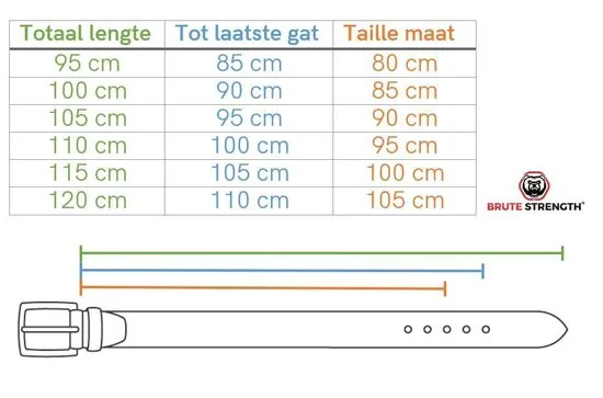 Brute Strength - Heren Broekriem - Leer - Honinggraat - Zwart - 85 cm - Leren broekriemen thumbnail 2