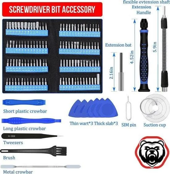 Brute Strength - 126 delige Precisie Schroevendraaierset Magnetisch - Universeel - Gereedschapset - Schroevendraaiers - Bitset met Torx thumbnail 6