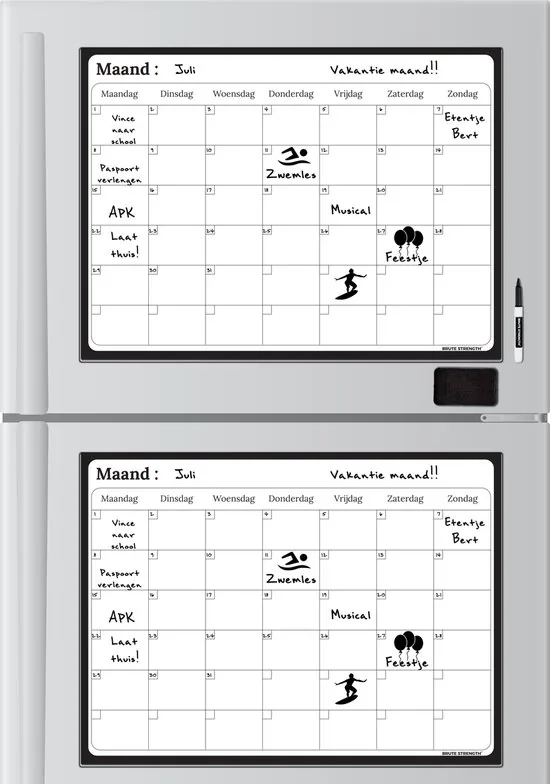 Brute Strength - Magnetisch Weekplanner whiteboard (1) - A3 - Planbord - Familieplanner - Gezinsplanner - To Do Planner thumbnail 2