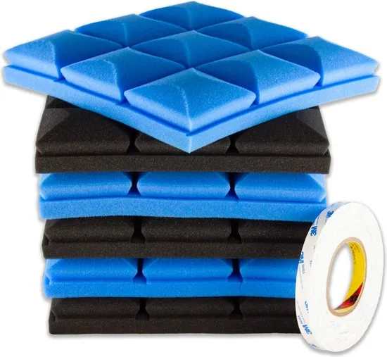 Brute Strength - Isolatieplaten - Inclusief zelfklevende tape - 30x30x5 cm - Mushroom - 6 stuks Zwart Blauw - Geluidsisolatie thumbnail 7