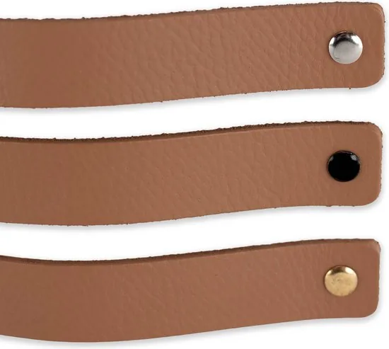 Leren handgrepen - Taupe - 6 stuks - 20,0 x 2,5 cm - incl. 3 kleuren schroeven - Handgrepen leer - Leren meubelgreep thumbnail 5