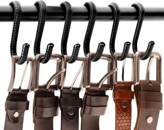Brute Strength - Leren S-haken - Zwart - 12 stuks - Kledinghaak - Leer thumbnail 6