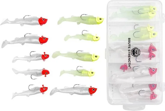 Brute Strength - Kunst Aas Set - 10 stuks -Roofvissen Pluggen Met Haak Set Voor Snoek/Baars Roofvis 2 kunstaas - Shads - Afbeelding 1