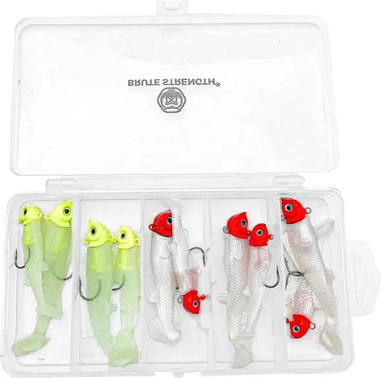 Brute Strength - Kunst Aas Set - 10 stuks -Roofvissen Pluggen Met Haak Set Voor Snoek/Baars Roofvis 2 kunstaas - Shads thumbnail 4