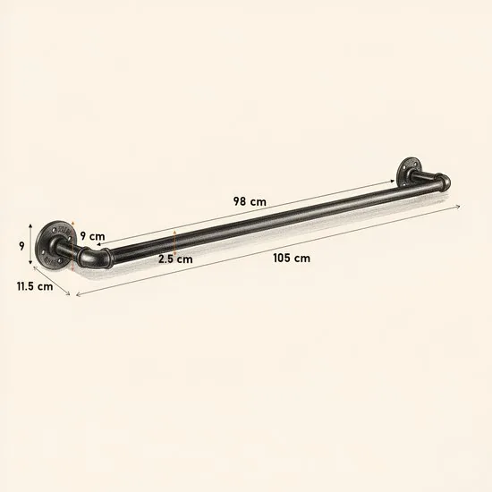 Brute Strength - Steigerbuis Kapstok - Wandkapstok - Kapstokhaak - Handdoekhaak - incl. 12 leren bandjes met S-haken - 105 cm - zwart thumbnail 8