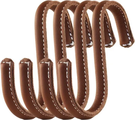 Brute Strength - Leren S-haken - Cognac - 4 stuks - Kledinghaak - Leer - Afbeelding 1