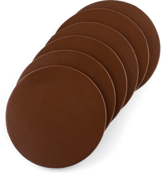 Brute Strength - Onderzetters voor glazen - Leer - Cognac - Rond - 10 stuks - Leren onderzetters thumbnail 4