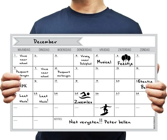 Brute Strength - Magnetisch Weekplanner whiteboard (2) - 53 x 34 cm - Planbord - Familieplanner - Gezinsplanner - To Do Planner thumbnail 2