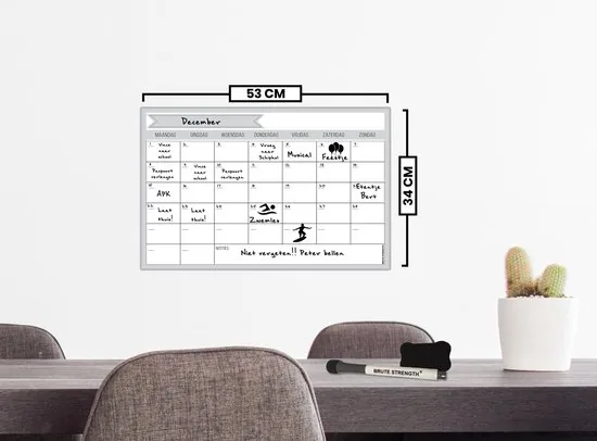 Brute Strength - Magnetisch Weekplanner whiteboard (2) - 53 x 34 cm - Planbord - Familieplanner - Gezinsplanner - To Do Planner thumbnail 4