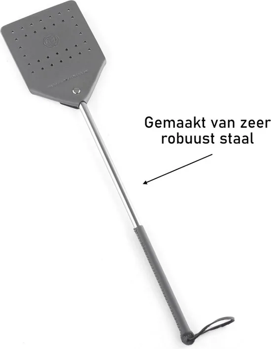 Brute Strength - Leren vliegenmepper - Grijs - 2 stuks - Vliegenvanger - Vliegenmeppers - Leer thumbnail 3