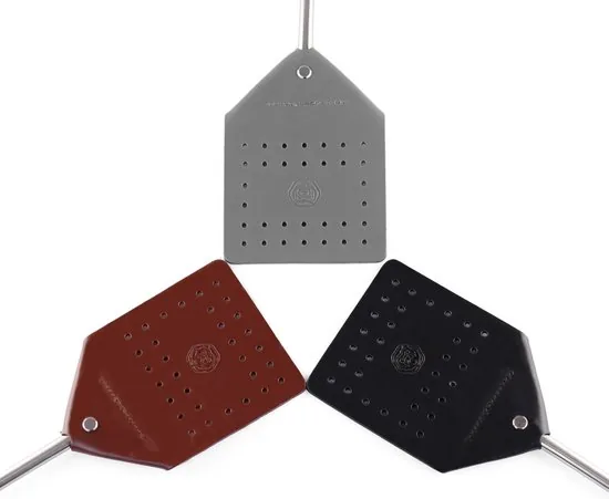 Brute Strength - Leren vliegenmepper - Grijs - 2 stuks - Vliegenvanger - Vliegenmeppers - Leer thumbnail 4