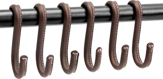 Brute Strength - Leren S-haken - Bruin - 12 stuks - Kledinghaak - Leer thumbnail 6