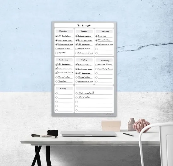 Brute Strength - Magnetisch Weekplanner whiteboard (4) - 53 x 34 cm - Planbord - Familieplanner - Gezinsplanner - To Do Planner thumbnail 4