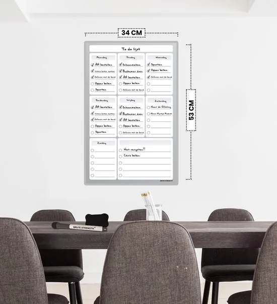 Brute Strength - Magnetisch Weekplanner whiteboard (4) - 53 x 34 cm - Planbord - Familieplanner - Gezinsplanner - To Do Planner thumbnail 5
