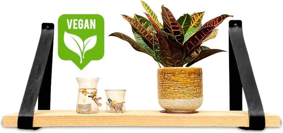 Leren plankdragers - Zwart - 2 stuks - PU lederen planken dragers - Kunstleer plank dragers - Wandplank industrieel - Legplankdrager - Afbeelding 1