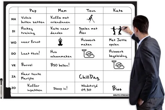 Brute Strength - Magnetisch Weekplanner whiteboard (12) - 91 x 67 cm - Planbord - Familieplanner - Gezinsplanner - To Do Planner thumbnail 2