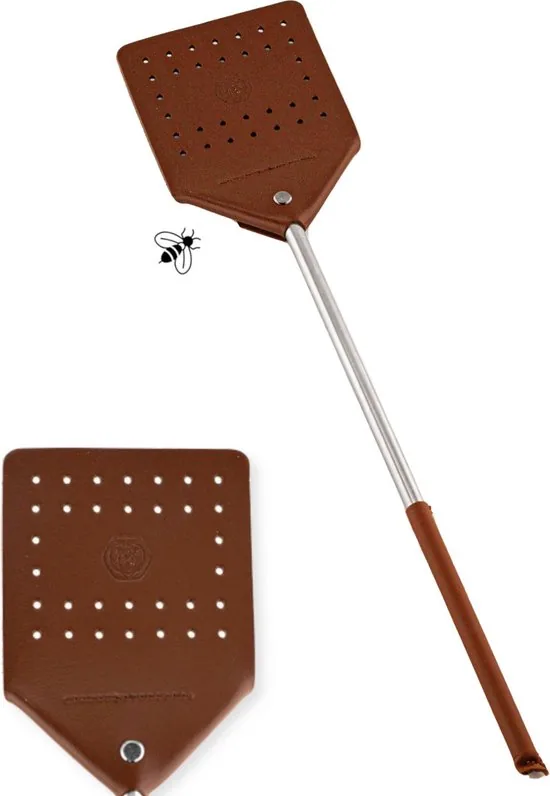 Brute Strength - Leren vliegenmepper - Cognac - 1 stuk - Vliegenvanger - Vliegenmeppers - Leer - Afbeelding 1