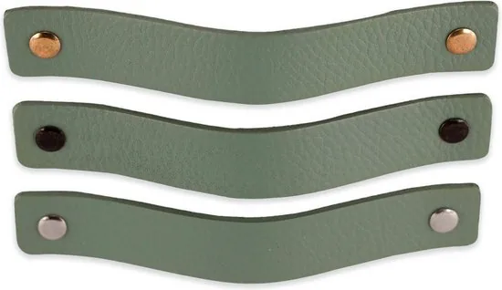 Leren handgrepen - Vaalgroen - 12 stuks - 16,5 x 2,5 cm - incl. 3 kleuren schroeven voor de leren handgreep - Handgrepen leer - Leren meubelgreep thumbnail 8