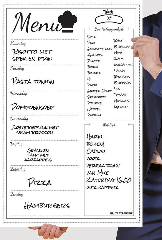 Brute Strength - Magnetisch Weekplanner whiteboard (15) - 53 x 34 cm - Planbord - Familieplanner - Gezinsplanner - To Do Planner thumbnail 2