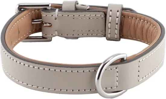 Brute Strength - Luxe leren halsband hond - Licht grijs - M - (36 - 43 cm) x 2,5cm thumbnail 2