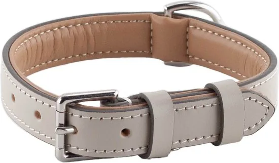 Brute Strength - Luxe leren halsband hond - Licht grijs - M - (36 - 43 cm) x 2,5cm thumbnail 4