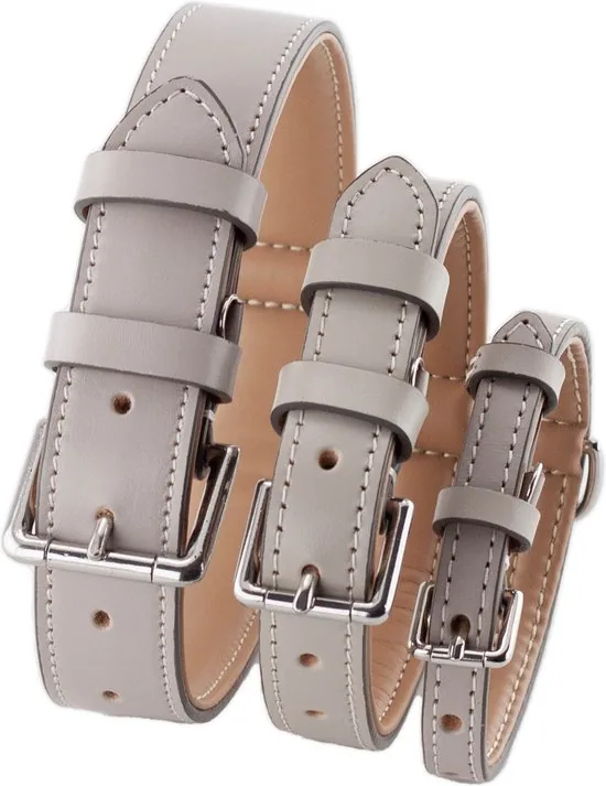 Brute Strength - Luxe leren halsband hond - Licht grijs - M - (36 - 43 cm) x 2,5cm thumbnail 5