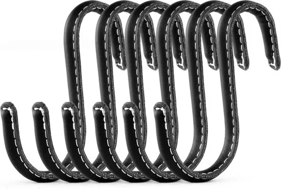 Brute Strength - Leren S-haken - Zwart - 6 stuks - Kledinghaak - Leer - Afbeelding 1