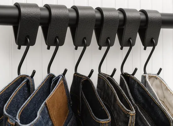 Brute Strength - Leren S-haak hangers - Zwart - 6 stuks - 12,5 x 2,5 cm - Zwart zilver - Leer thumbnail 9