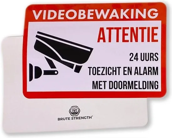 Brute Strength - Camerabewaking - Cameratoezicht sticker set - 20 cm - 10 stuks thumbnail 2
