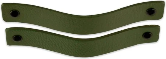 Leren handgrepen - Olijf groen - 4 stuks - 16,5 x 2,5 cm - incl. 3 kleuren schroeven - Groene handgrepen leer - Leren meubelgreep thumbnail 5