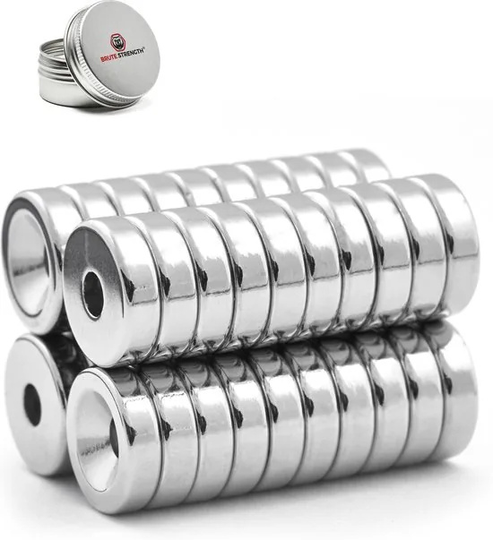 Brute Strength - Super sterke ring magneten - Rond - 15 x 4 mm met 4 mm gat - 40 Stuks - Ringmagneten - Neodymium magneet sterk - Afbeelding 1