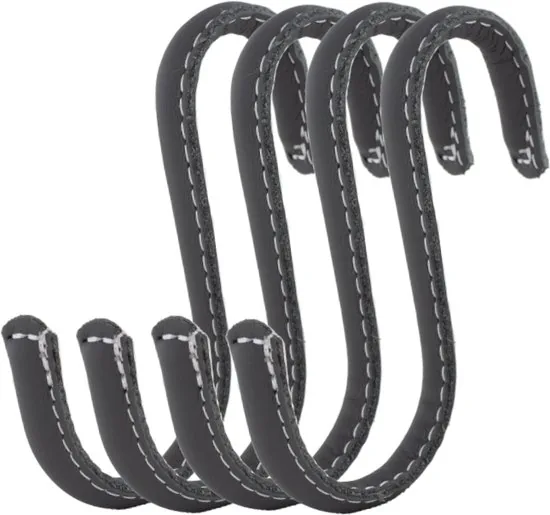 Brute Strength - Leren S-haken - Grijs - 4 stuks - Kledinghaak - Leer - Afbeelding 1