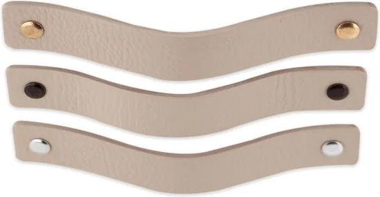 Leren handgrepen - Licht Grijs - 6 stuks - 16,5 x 2,5 cm - incl. 3 kleuren schroeven - Handgrepen leer - Leren meubelgreep thumbnail 5