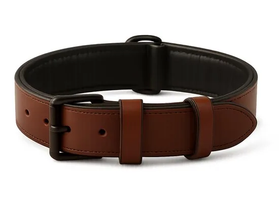 Brute Strength - Luxe leren halsband hond - Bruin met zwarte stiksels - XXL - (66 - 73) x 3,5 cm - Afbeelding 1