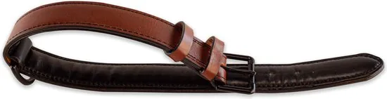 Brute Strength - Luxe leren halsband hond - Bruin met zwarte stiksels - XXL - (66 - 73) x 3,5 cm thumbnail 2