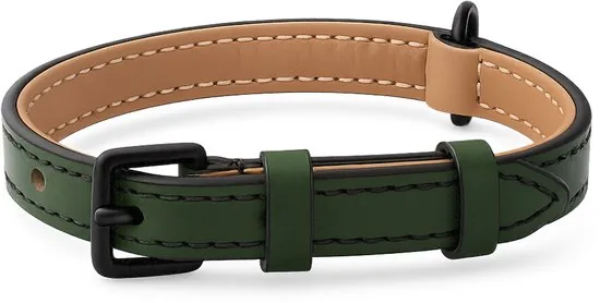Brute Strength - Luxe leren halsband hond - Donker groen - S - (26 - 33 cm) x 1,5cm - Afbeelding 1