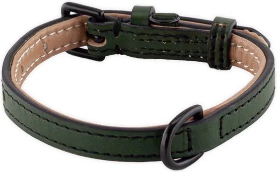 Brute Strength - Luxe leren halsband hond - Donker groen - S - (26 - 33 cm) x 1,5cm thumbnail 4