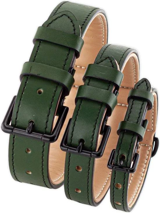 Brute Strength - Luxe leren halsband hond - Donker groen - S - (26 - 33 cm) x 1,5cm thumbnail 7
