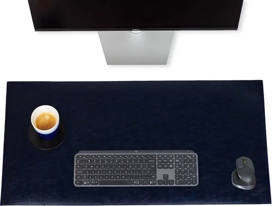 Brute Strength - Luxe Bureau Onderlegger Kunstleer - Donkerblauw - Bureau Organizer - 80x40 cm - Thuiswerken - Bureaumat thumbnail 1