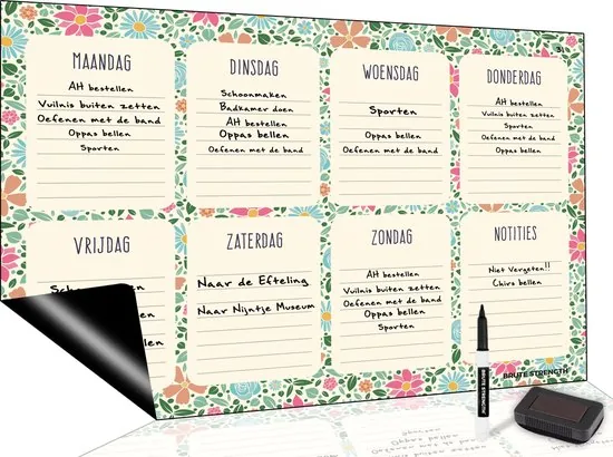 Brute Strength - Magnetisch Weekplanner whiteboard (28) - A3 - Planbord - Dagplanner kind - To Do Planner kinderen - Afbeelding 1