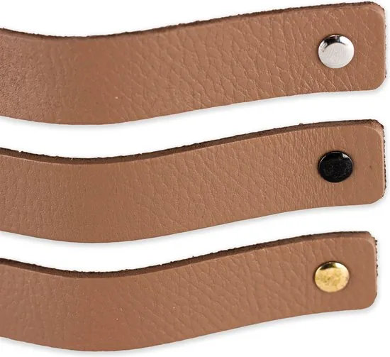 Leren handgrepen - Taupe - 6 stuks - 16,5 x 2,5 cm - incl. 3 kleuren schroeven voor de leren handgreep - Handgrepen leer - Leren meubelgreep thumbnail 7