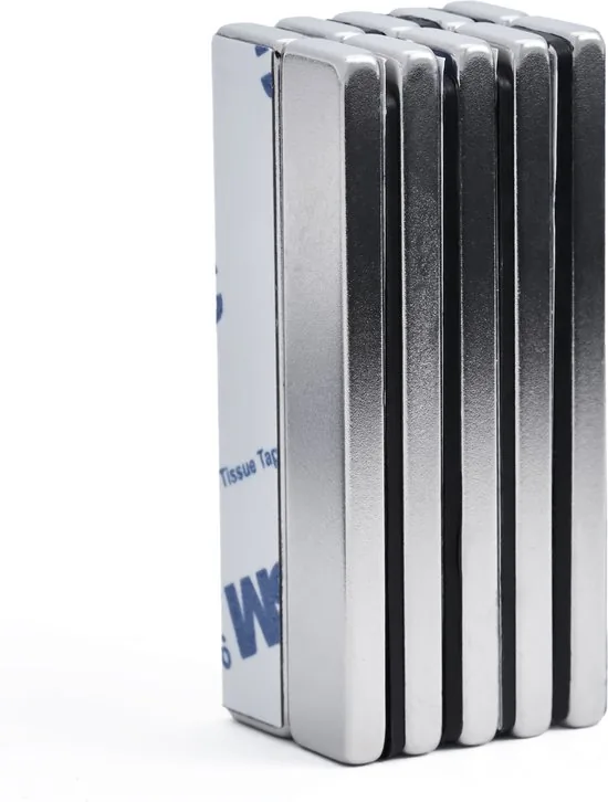 Brute Strength - Super sterke zelfklevende 3M magneetstrip - Vierkant - 60 x 10 x 4 mm - 10 Stuks - Messenmagneet - Blokmagneet - Afbeelding 1