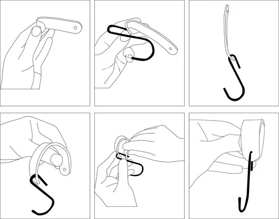 Brute Strength - Leren ronde S-haak hangers - Zwart - 24 stuks - 12,5 x 2,5 cm - Zwart zilver - Leer thumbnail 11