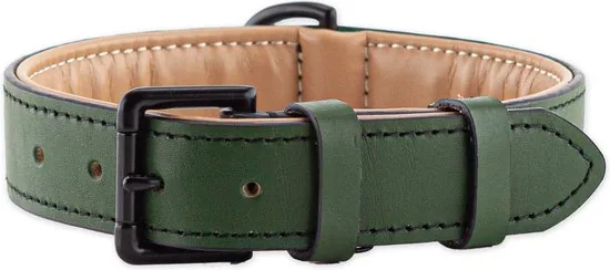 Brute Strength - Luxe leren halsband hond - Donker groen - XL - (56 - 63) x 3,5 cm - Afbeelding 1