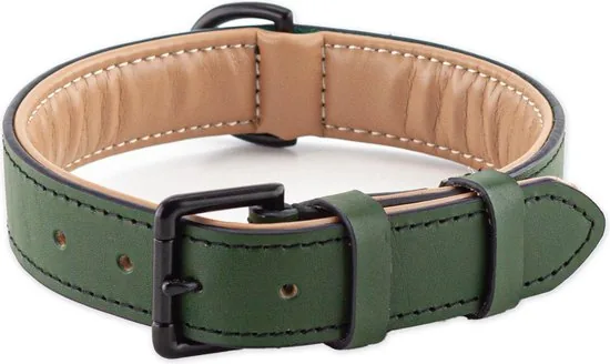 Brute Strength - Luxe leren halsband hond - Donker groen - XL - (56 - 63) x 3,5 cm thumbnail 8