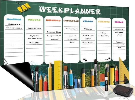 Brute Strength - Magnetisch Weekplanner whiteboard (31) - A3- Planbord - Dagplanner kind - To Do Planner kinderen - Afbeelding 1